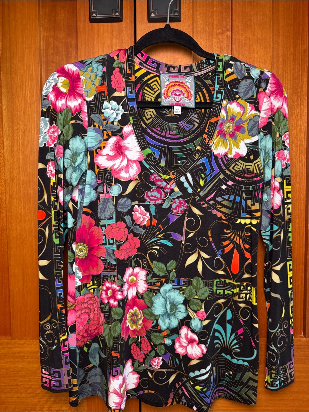 Johnny Was Bamboo print blouse, XS